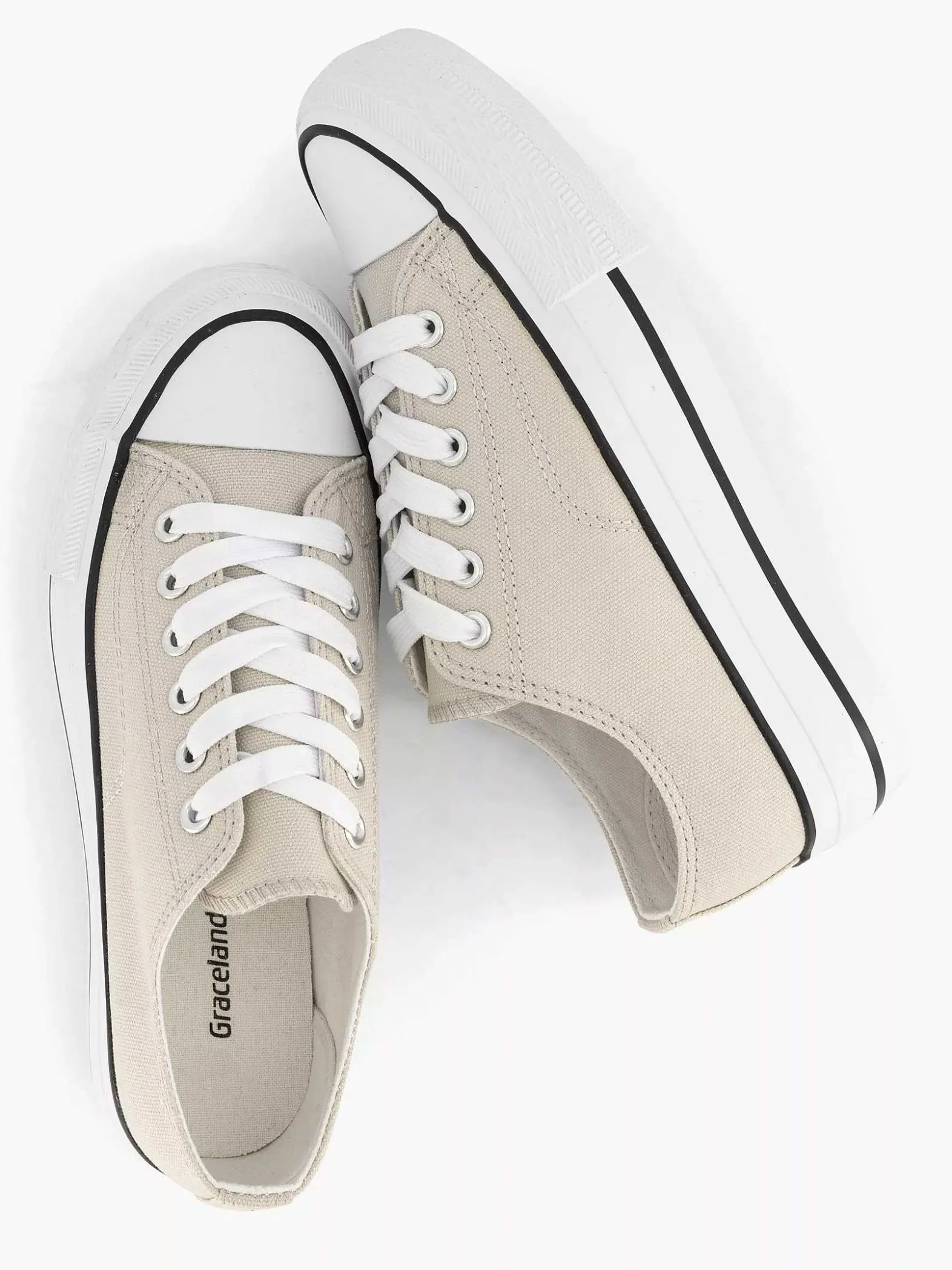 Graceland Beige Canvas Sneaker-Dames Sneakers