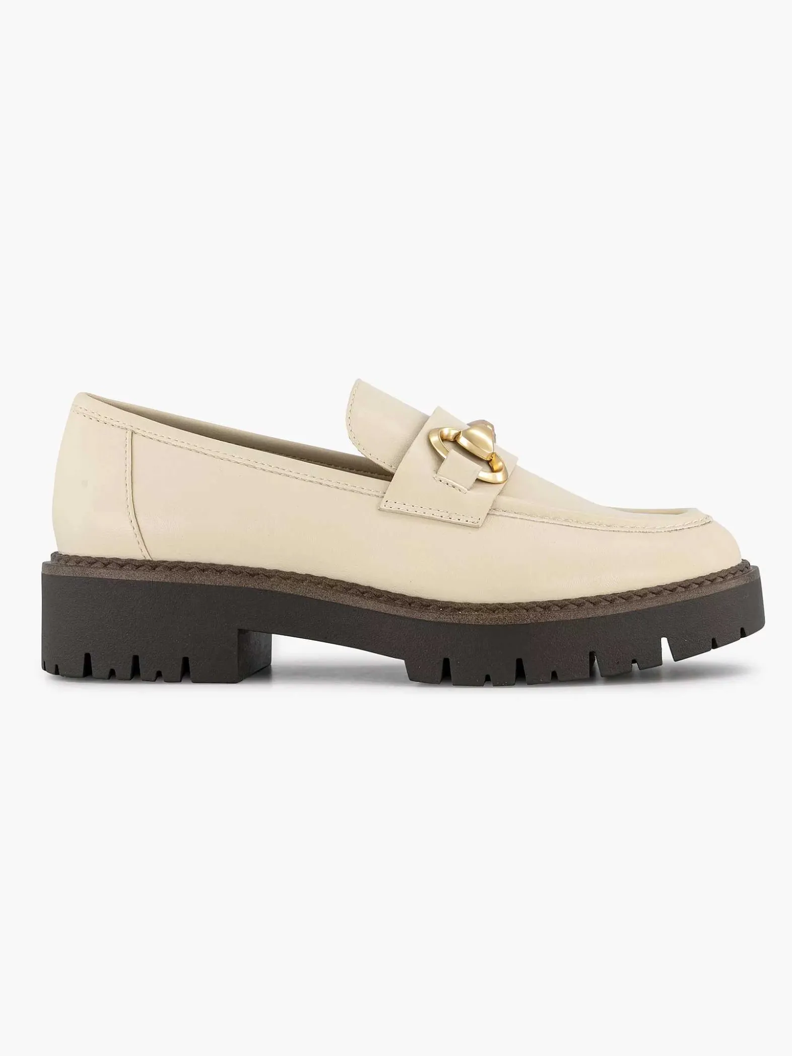 Oxmox Beige Chunky Loafer Sierketting-Dames Instappers