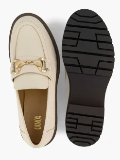 Oxmox Beige Chunky Loafer Sierketting-Dames Instappers