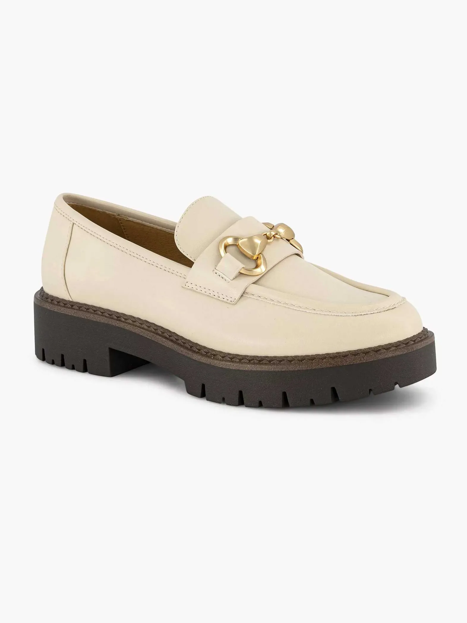 Oxmox Beige Chunky Loafer Sierketting-Dames Instappers