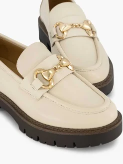 Oxmox Beige Chunky Loafer Sierketting-Dames Instappers