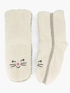 vanHaren Beige Huissok Teddy-Dames Sokken