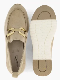 Medicus Beige Leren Comfort Instapper-Dames Comfort Schoenen