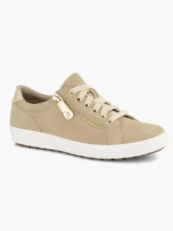 Medicus Beige Leren Comfort Sneaker-Dames Comfort Schoenen