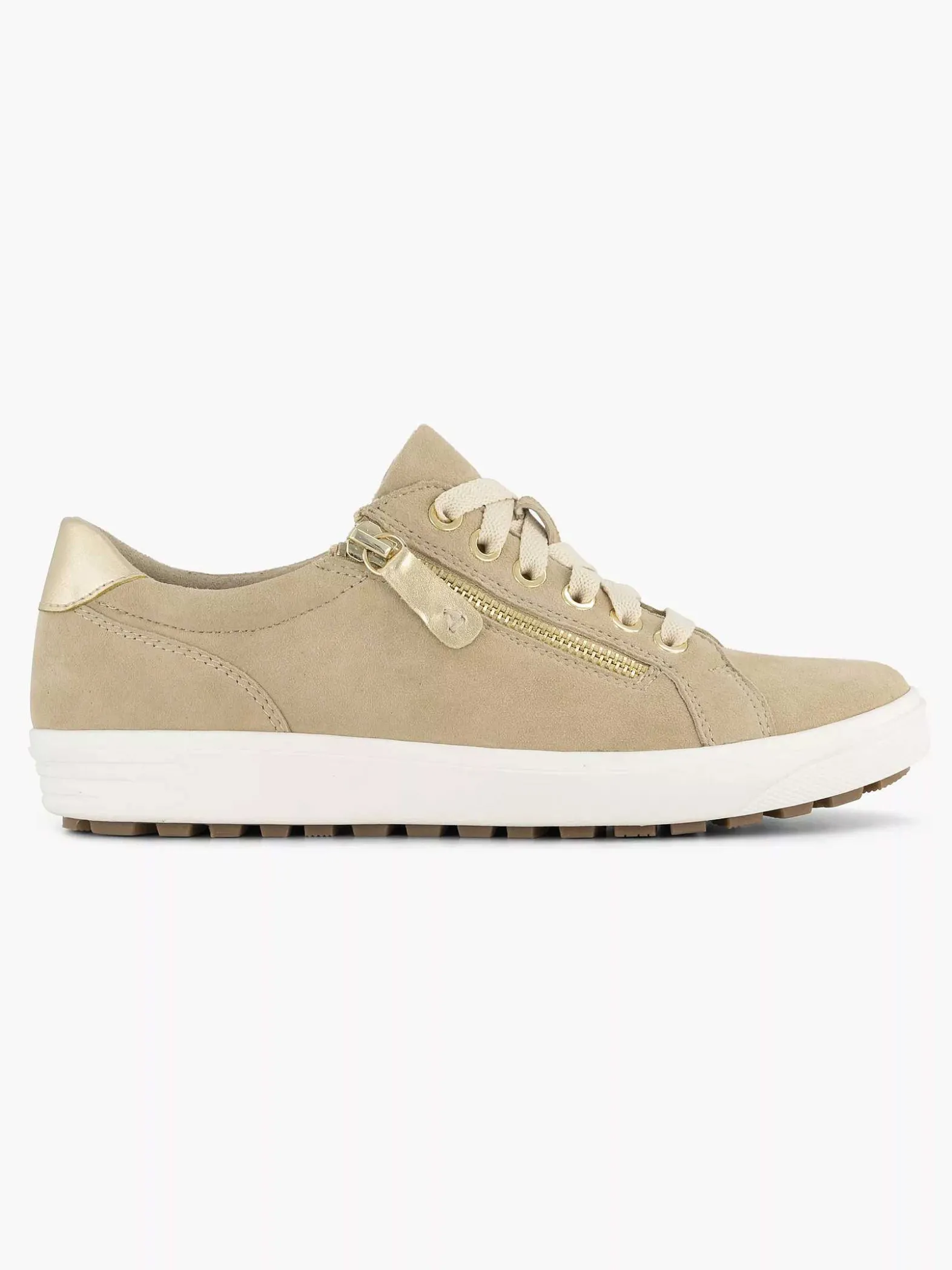Medicus Beige Leren Comfort Sneaker-Dames Comfort Schoenen