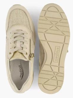 Medicus Beige Leren Comfort Sneaker-Dames Sneakers