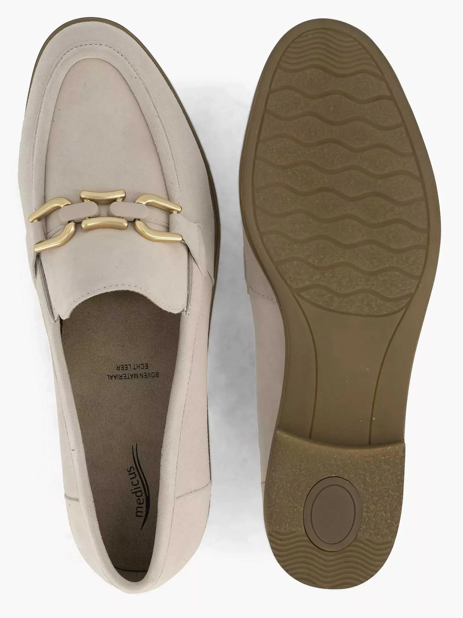 Medicus Beige Leren Instapper-Dames Comfort Schoenen