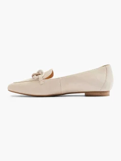 5th Avenue Beige Leren Loafer Sierketting-Dames Instappers