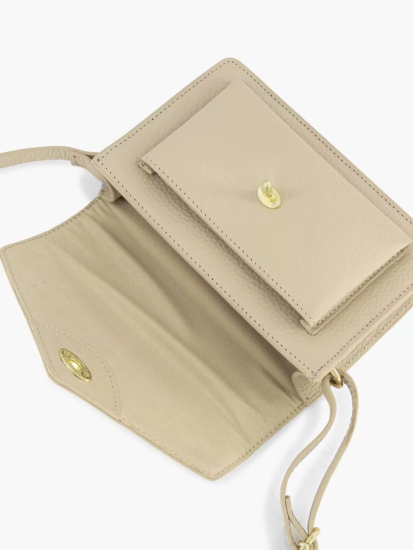 5th Avenue Beige Leren Schoudertas-Dames Tassen