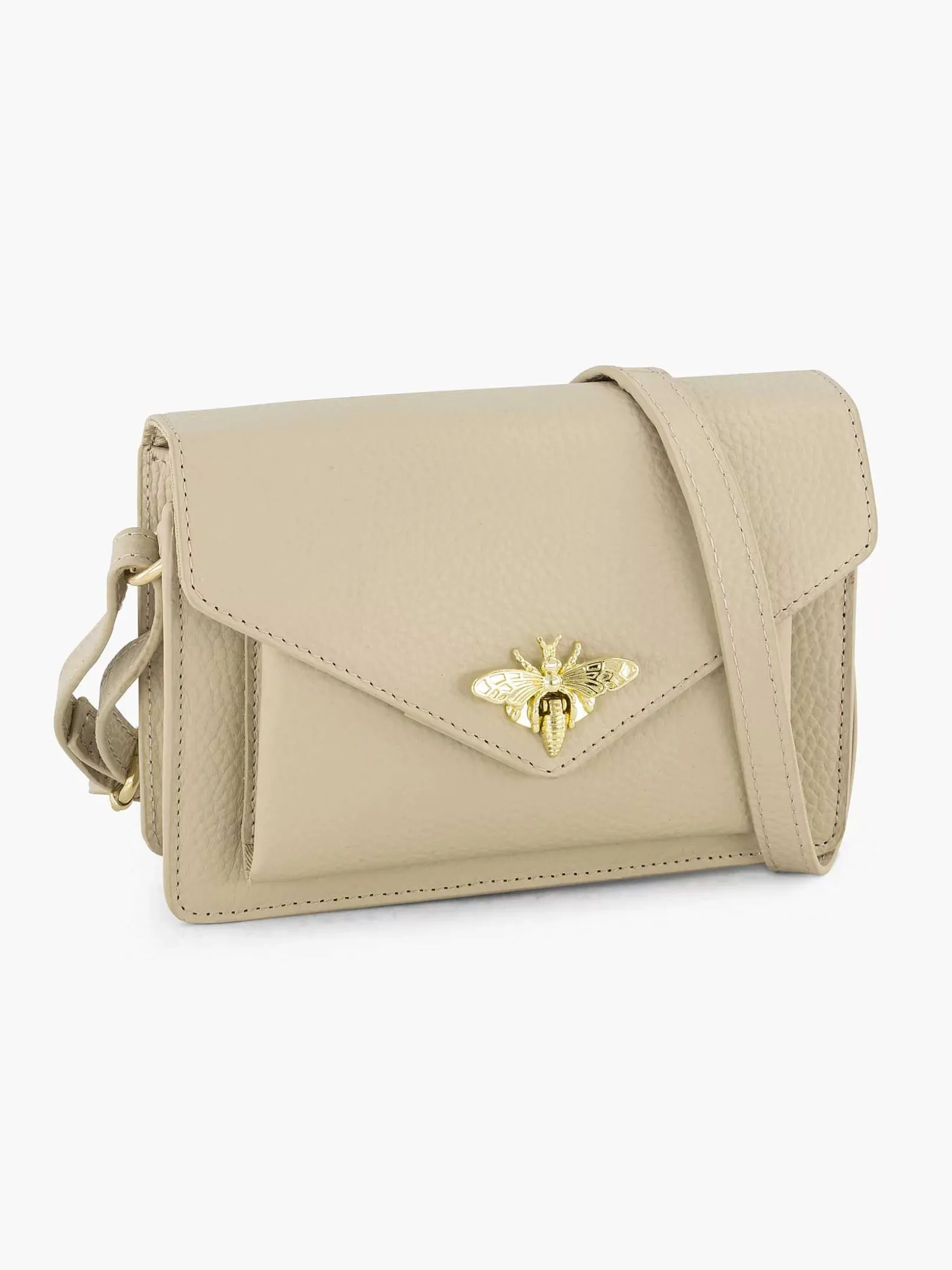 5th Avenue Beige Leren Schoudertas-Dames Tassen
