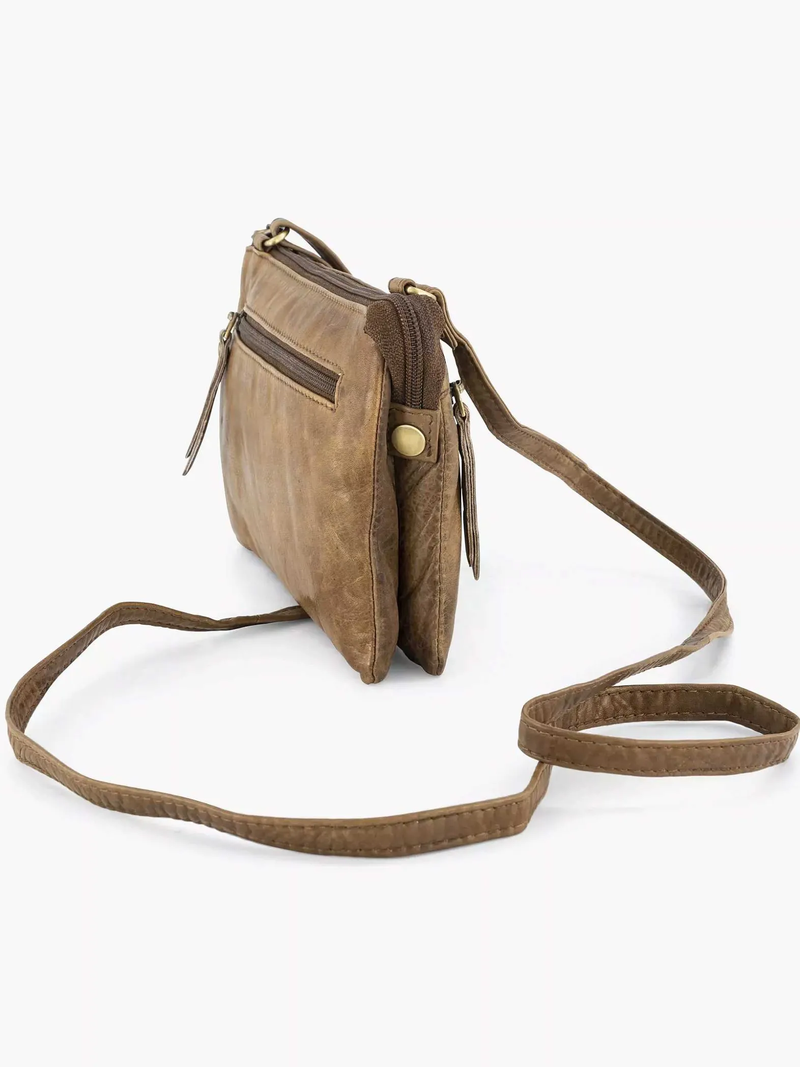 5th Avenue Beige Leren Schoudertas-Dames Online Exclusive Accessoires