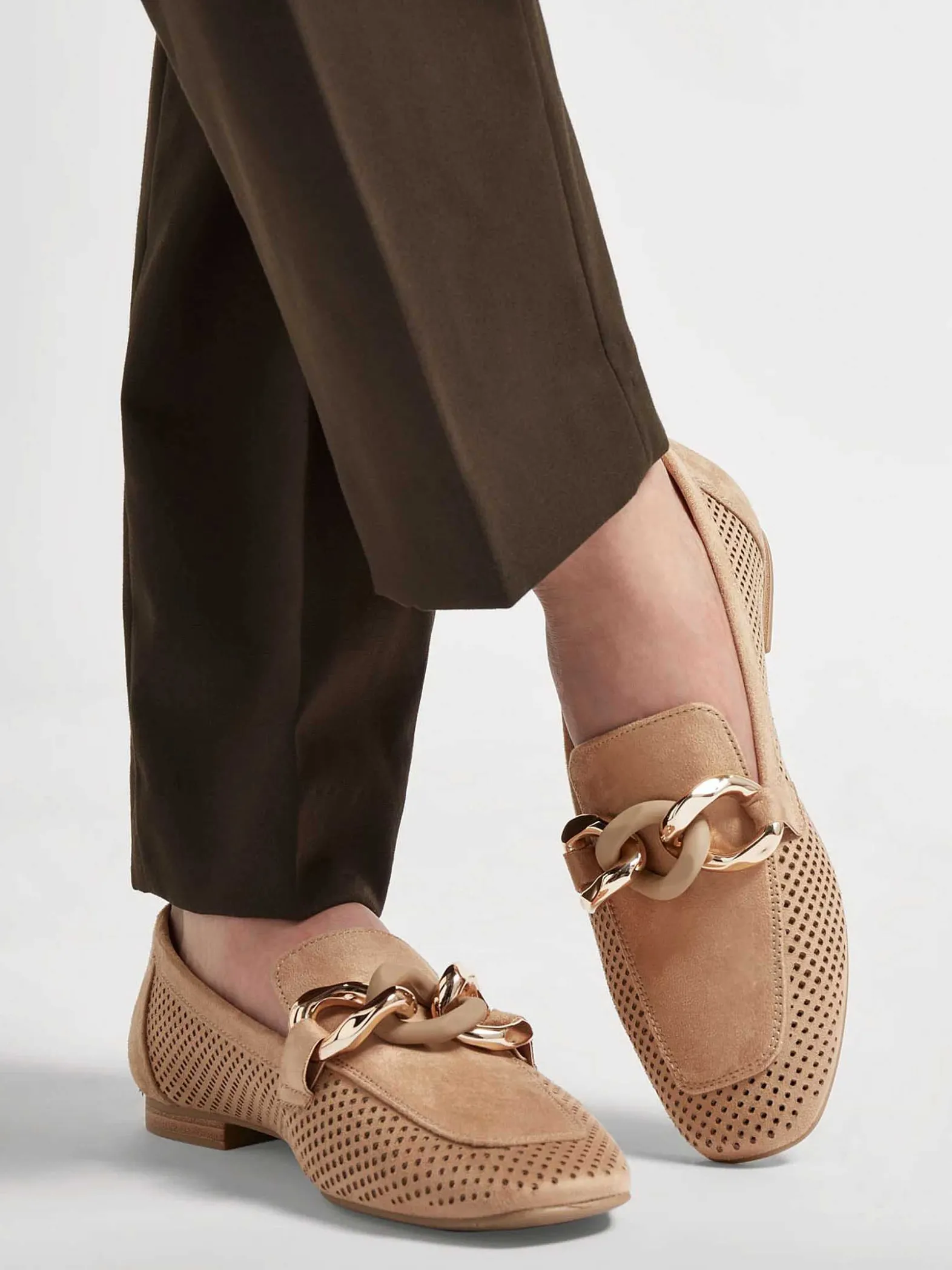 Graceland Beige Loafer Sierketting-Dames Instappers