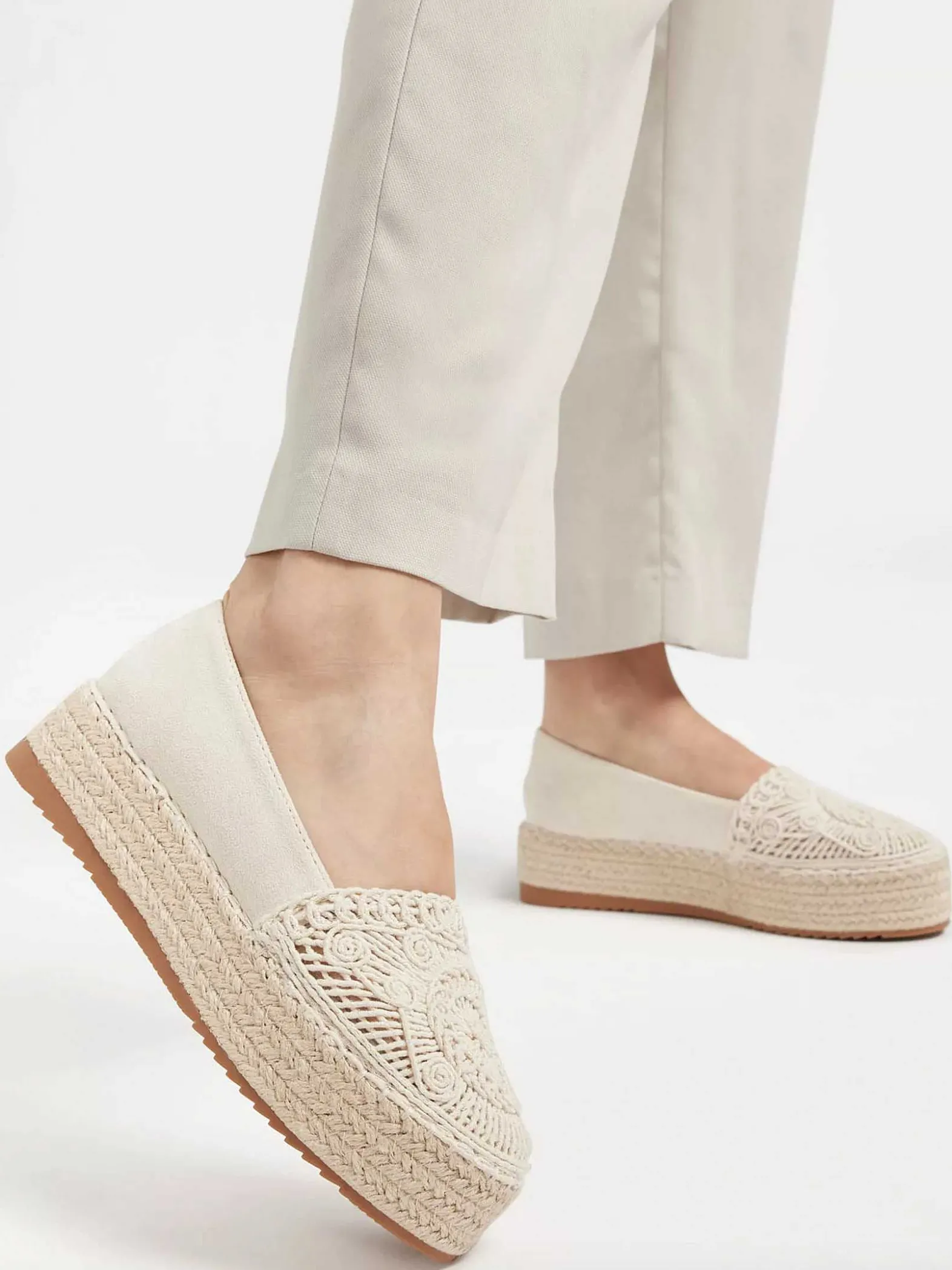 Graceland Beige Platform Espadrille-Dames Instappers