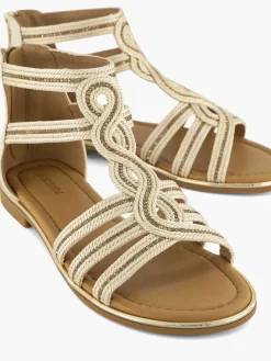 Graceland Beige Sandaal Steentjes-Dames Sandalen
