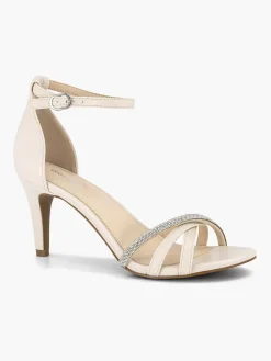 Graceland Beige Sandalette Steentjes-Dames Hoge Hakken