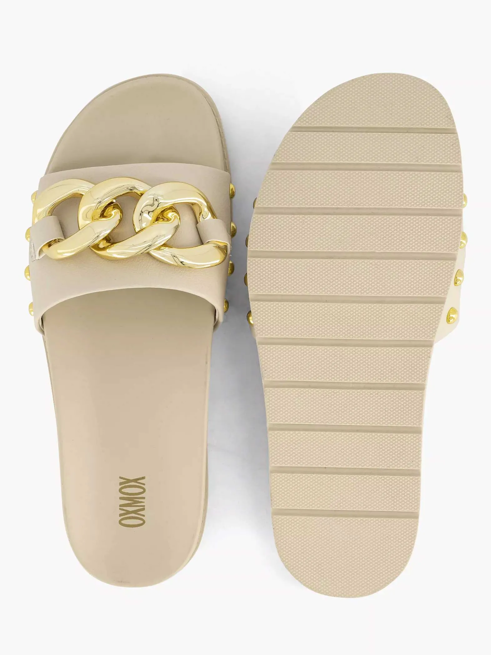 Oxmox Beige Slipper Sierketting-Dames Slippers