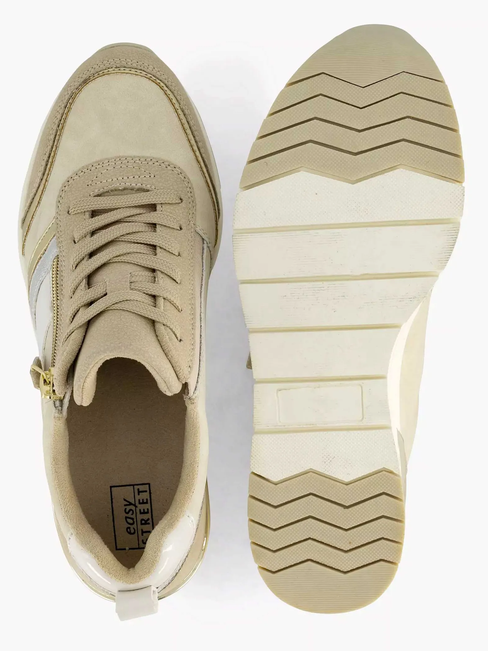 Easy Street Beige Sneaker-Dames Comfort Schoenen