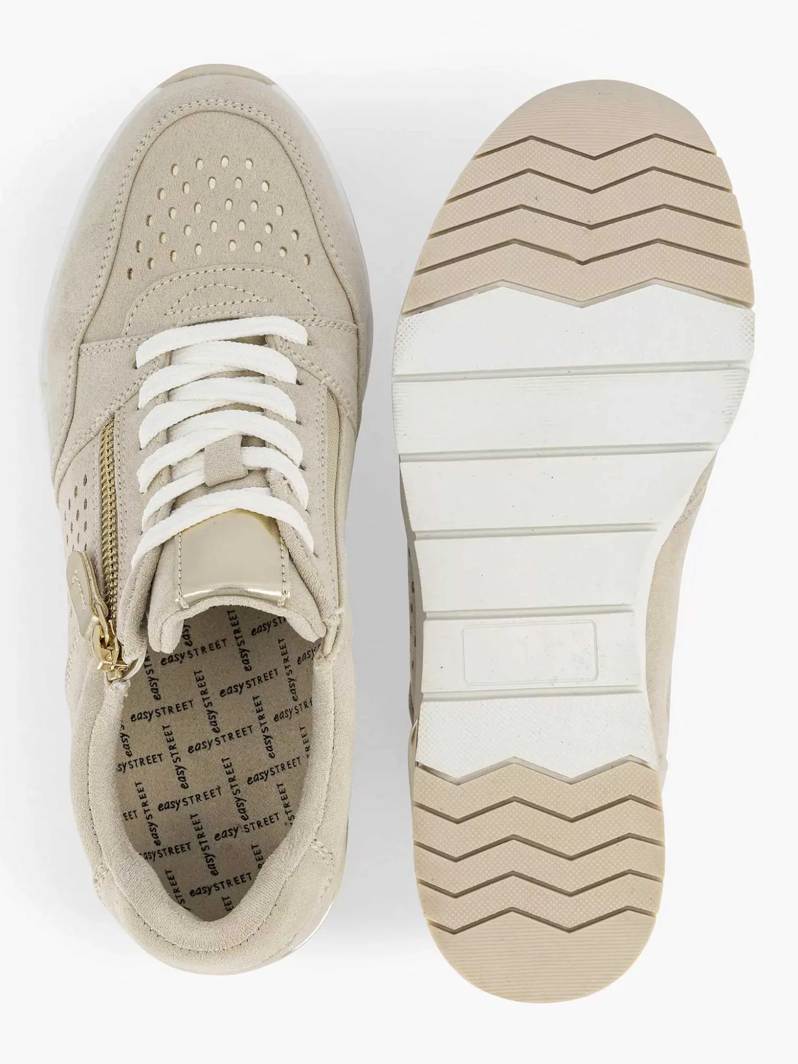 Easy Street Beige Sneaker Sleehak-Dames Comfort Schoenen