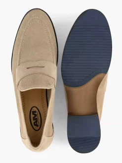 AM SHOE Beige Suede Instapper-Heren Geklede Schoenen