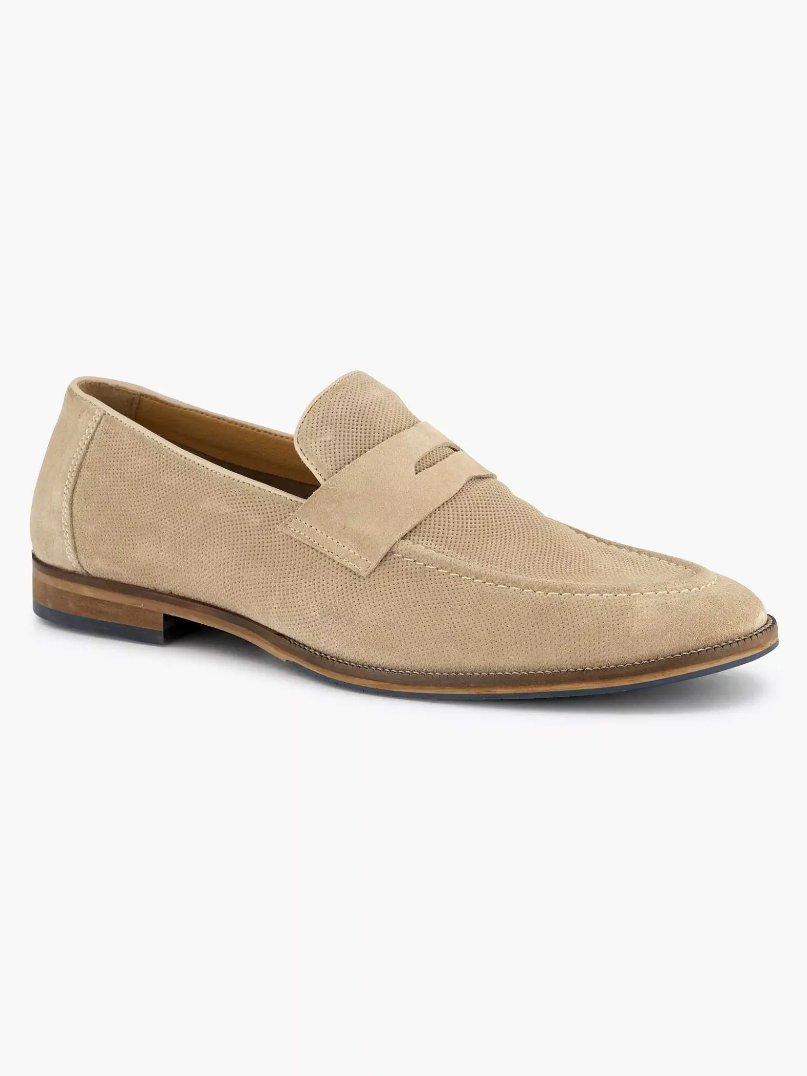 AM SHOE Beige Suede Instapper-Heren Geklede Schoenen