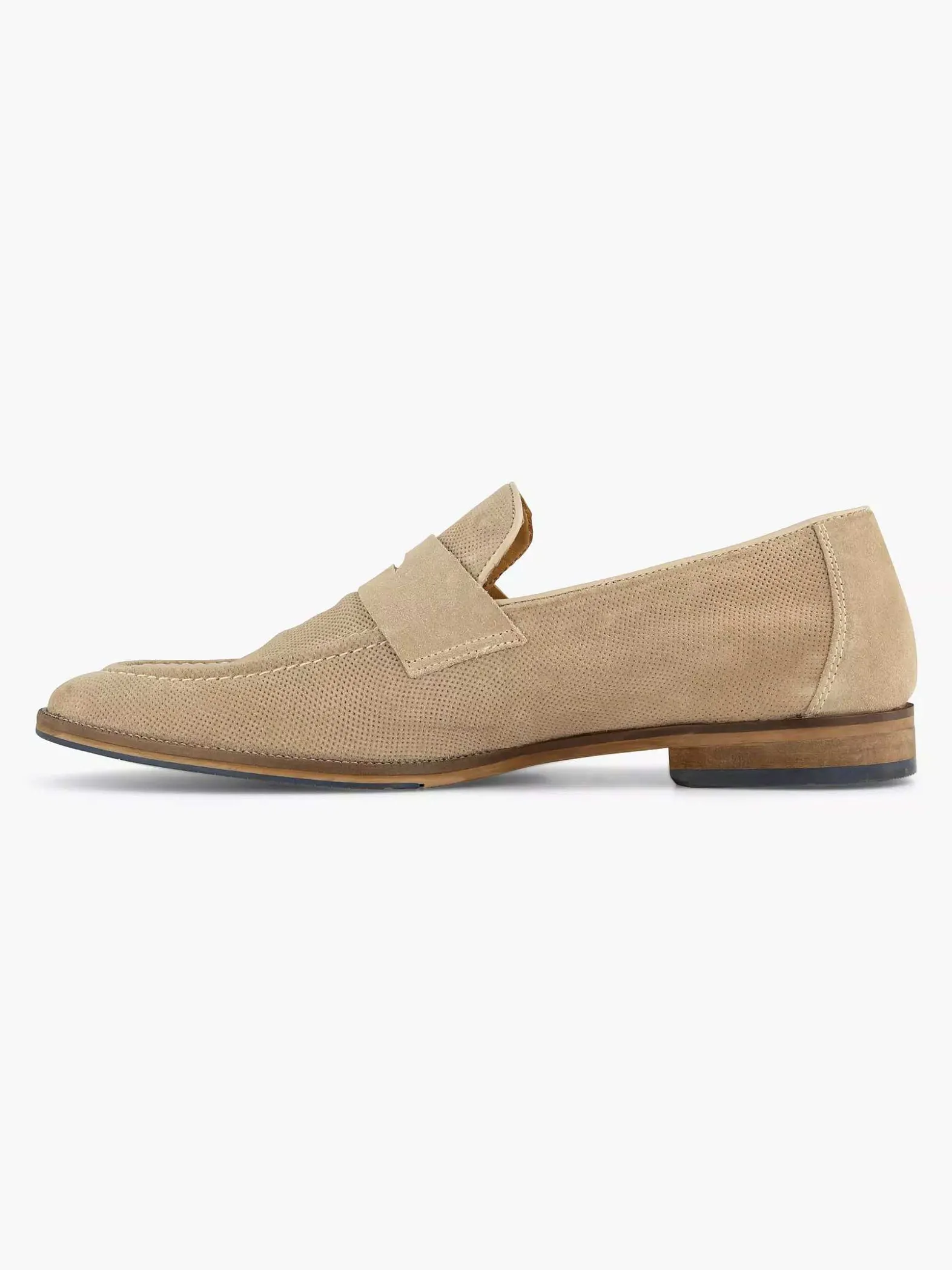 AM SHOE Beige Suede Instapper-Heren Geklede Schoenen