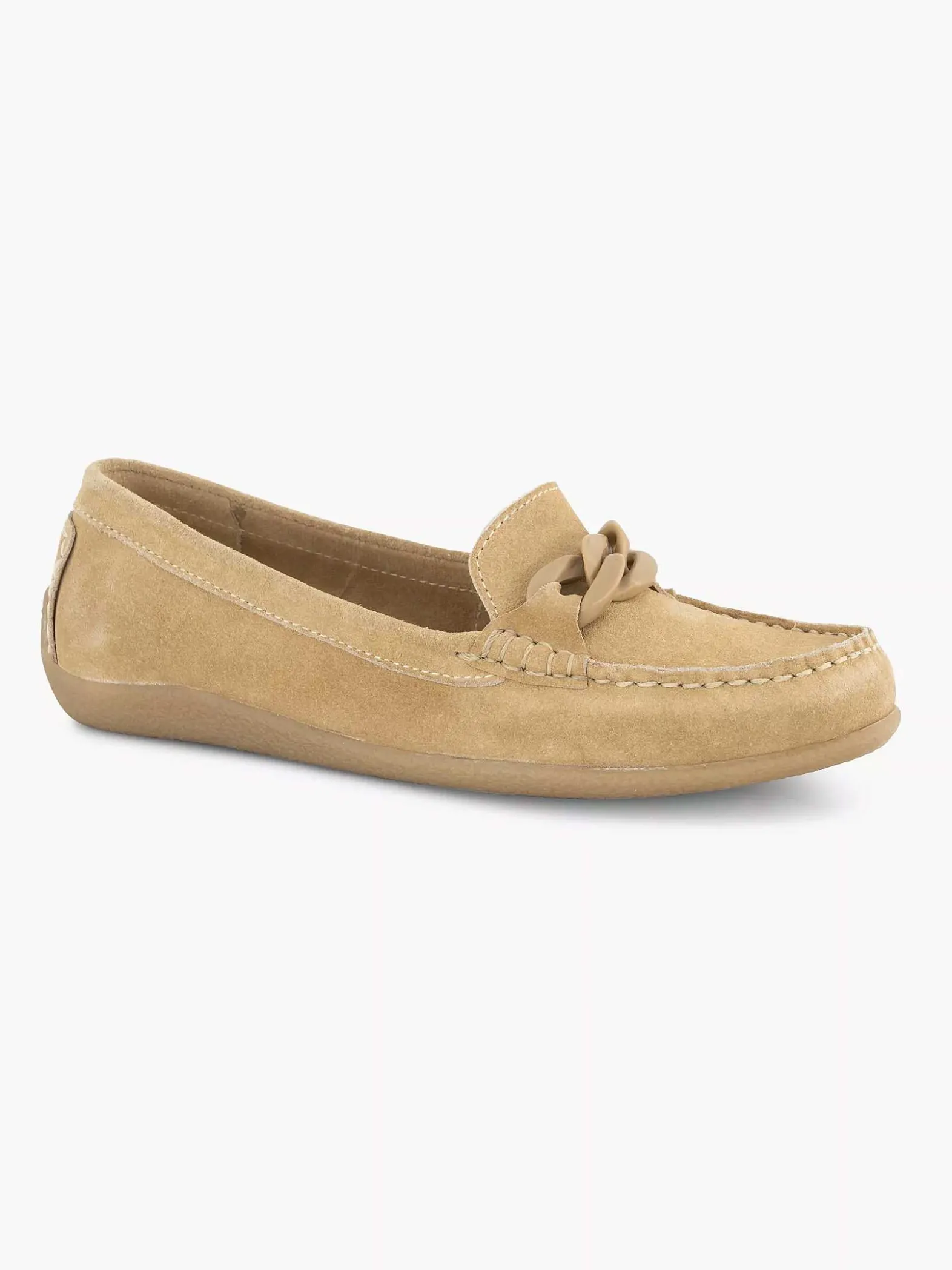 5th Avenue Beige Suede Instapper Sierketting-Dames Instappers
