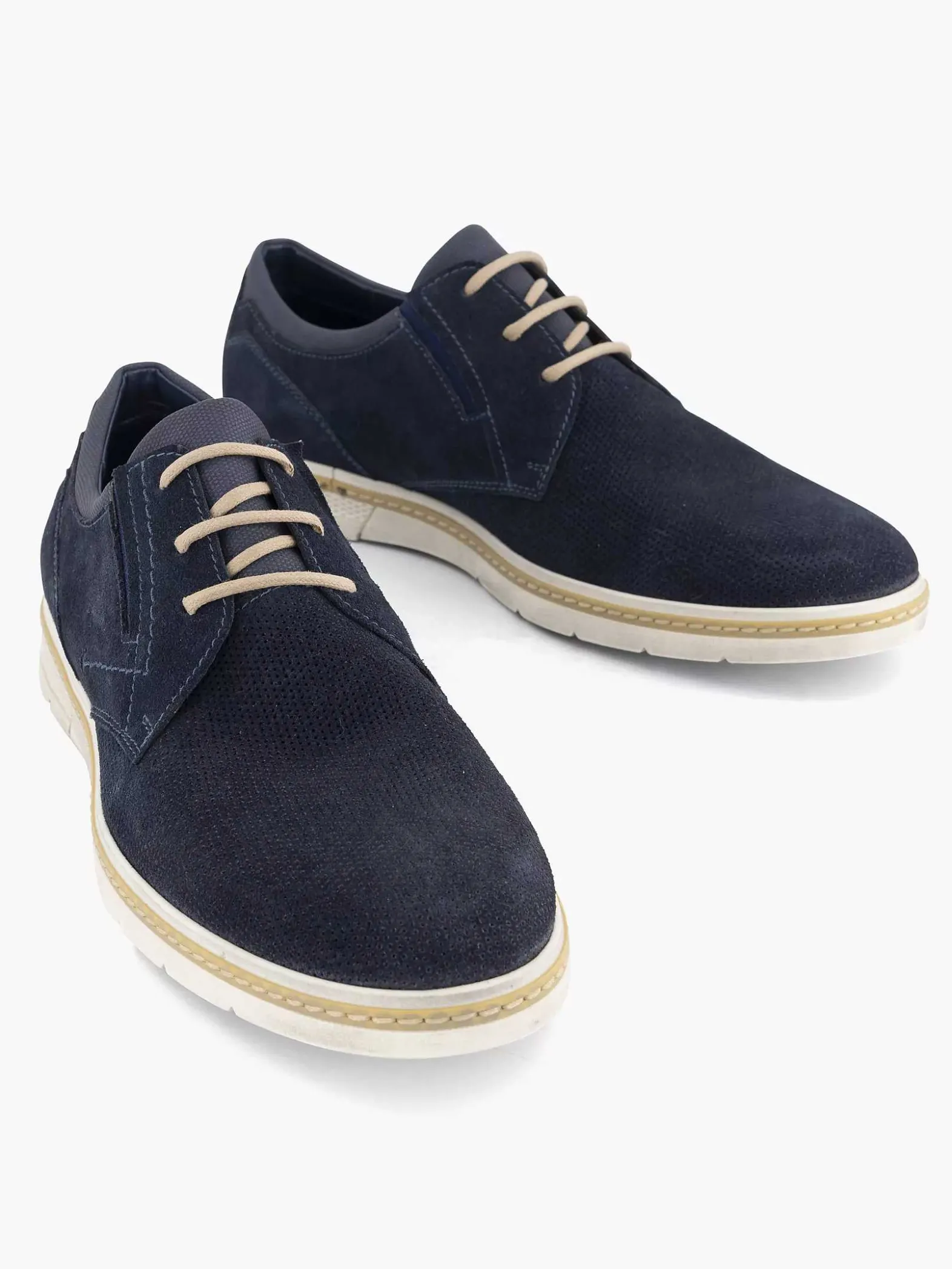 Gallus Blauwe Leren Veterschoen-Heren Geklede Schoenen
