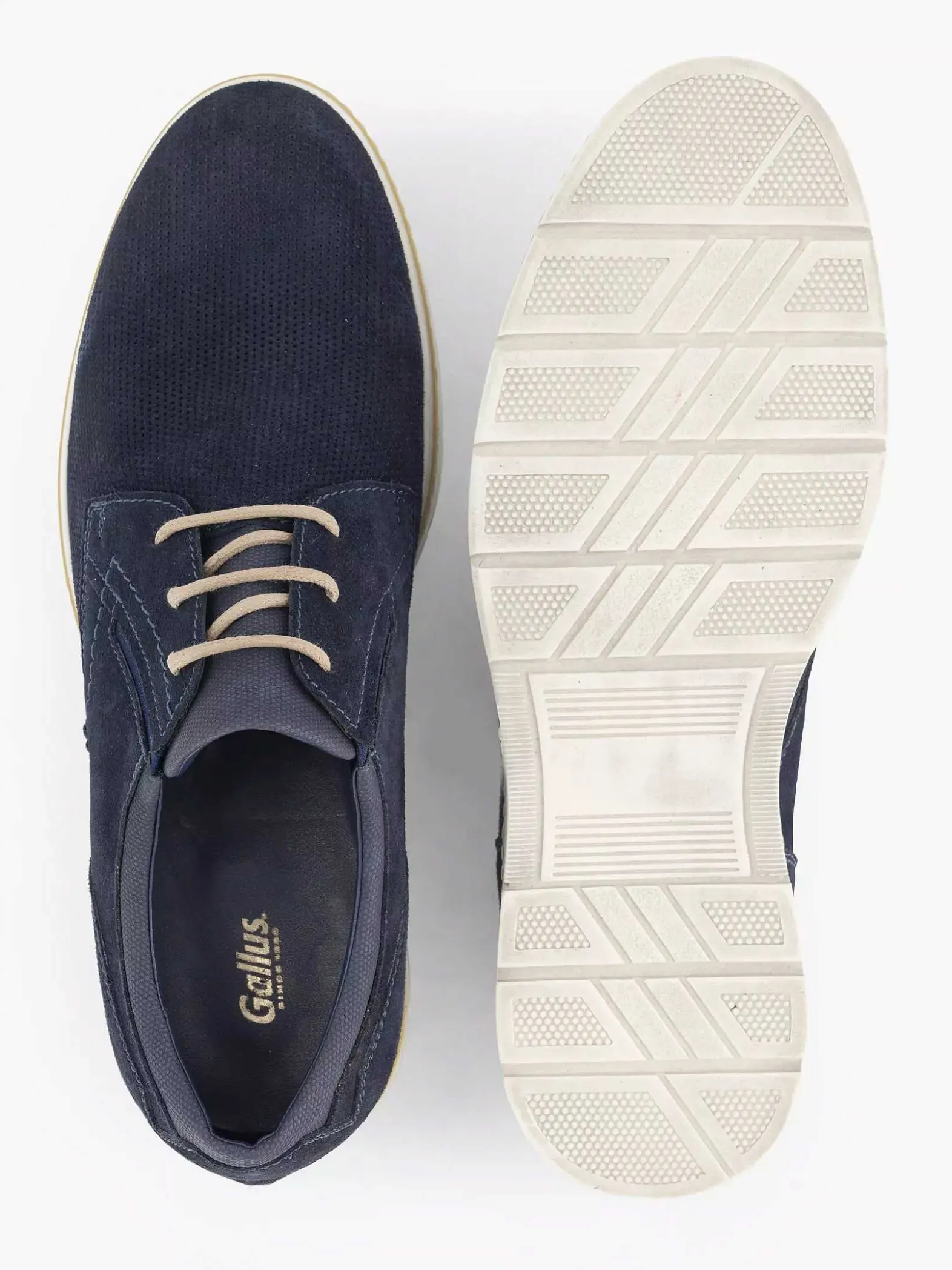 Gallus Blauwe Leren Veterschoen-Heren Geklede Schoenen