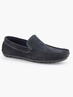 Easy Street Blauwe Suede Comfort Instapper-Heren Instappers