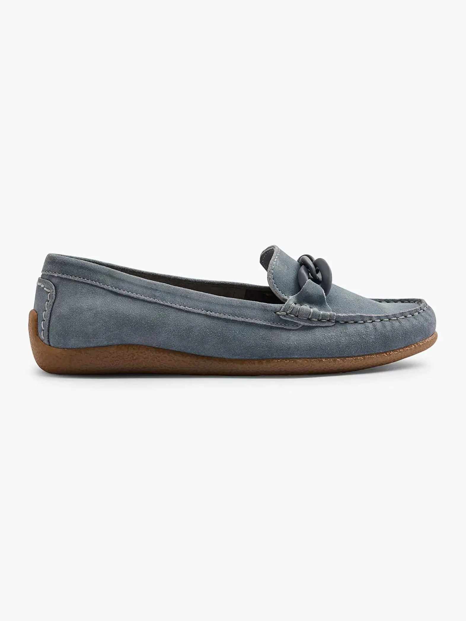 5th Avenue Blauwe Suede Instapper Sierketting-Dames Instappers