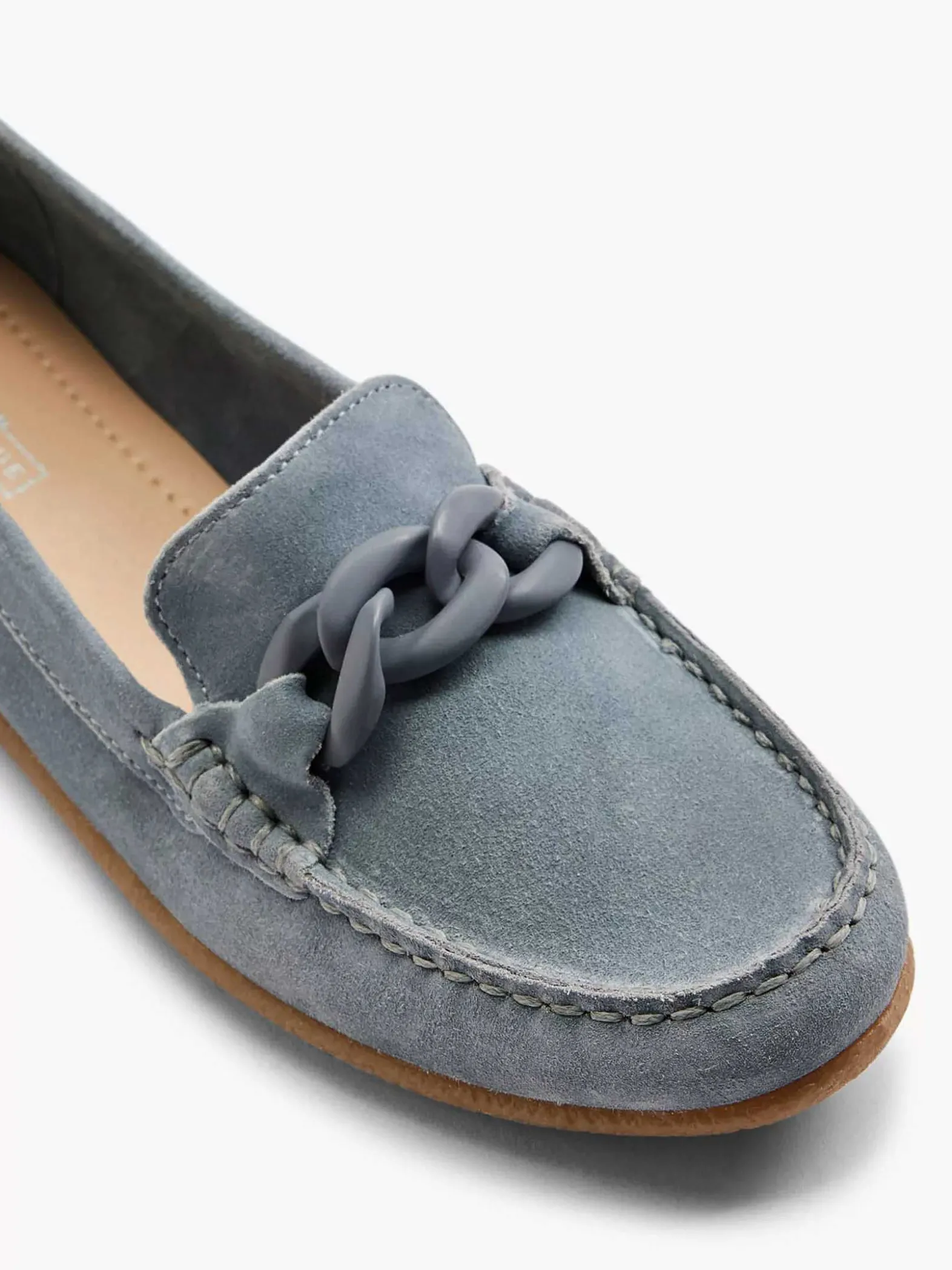 5th Avenue Blauwe Suede Instapper Sierketting-Dames Instappers