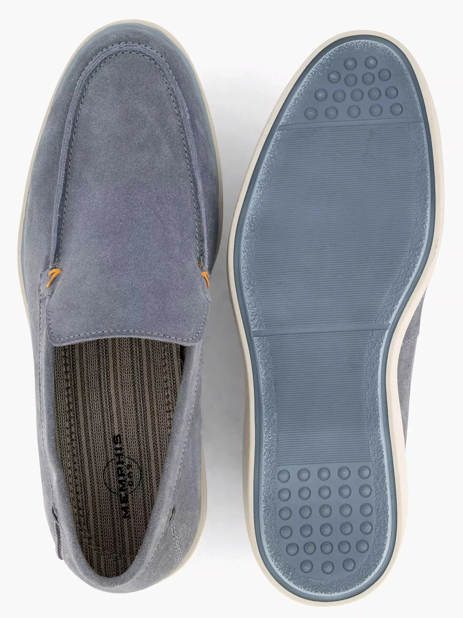 Memphis One Blauwe Suede Loafer-Heren Instappers