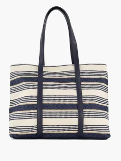 Graceland Blauw/ Witte Strandtas-Dames Online Exclusive Accessoires