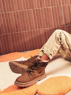 Vty Bruine Hoge Veterboot-Kinderen Jongensschoenen
