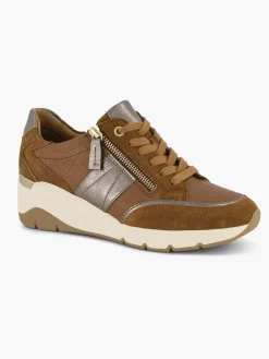 Medicus Bruine Leren Comfort Sneaker-Dames Comfort Schoenen