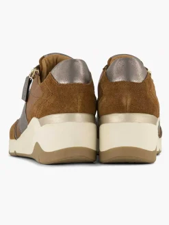 Medicus Bruine Leren Comfort Sneaker-Dames Comfort Schoenen