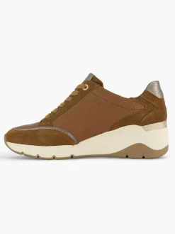 Medicus Bruine Leren Comfort Sneaker-Dames Comfort Schoenen