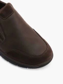 Gallus Bruine Leren Instapper-Heren Geklede Schoenen