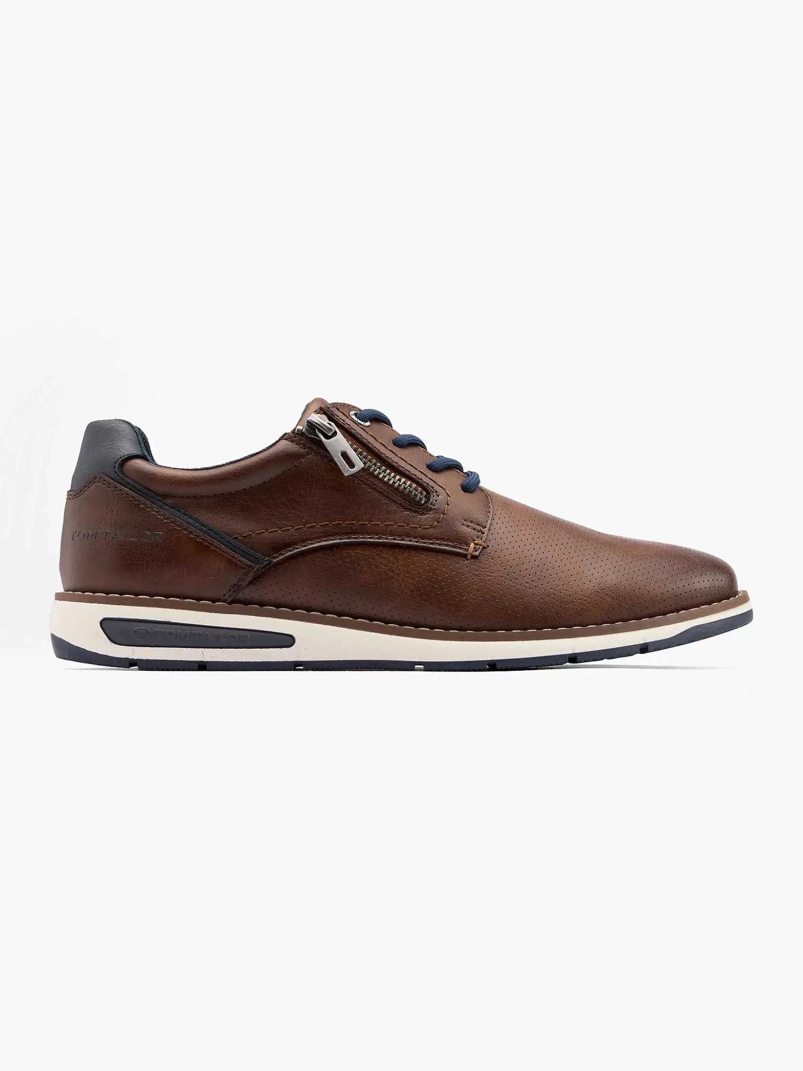 TOM TAILOR Bruine Leren Sneaker-Heren Sneakers