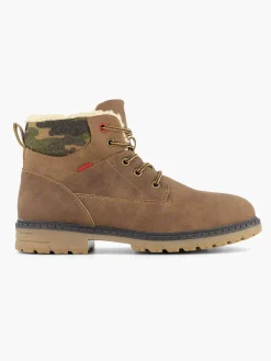 Vty Bruine Veterboot Gevoerd-Kinderen Jongensschoenen