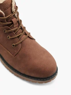 Vty Bruine Veterboot Gevoerd-Kinderen Jongensschoenen