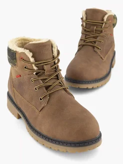 Vty Bruine Veterboot Gevoerd-Kinderen Jongensschoenen