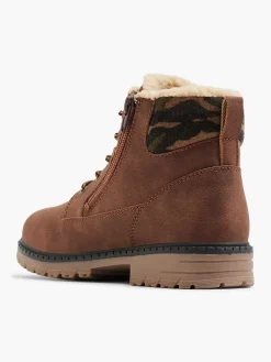 Vty Bruine Veterboot Gevoerd-Kinderen Jongensschoenen