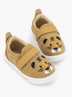 Vty Cognac Canvas Instapper-Kinderen Jongensschoenen