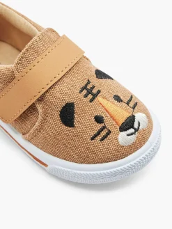 Bobbi-Shoes Cognac Canvas Instapper Beer-Kinderen Jongensschoenen