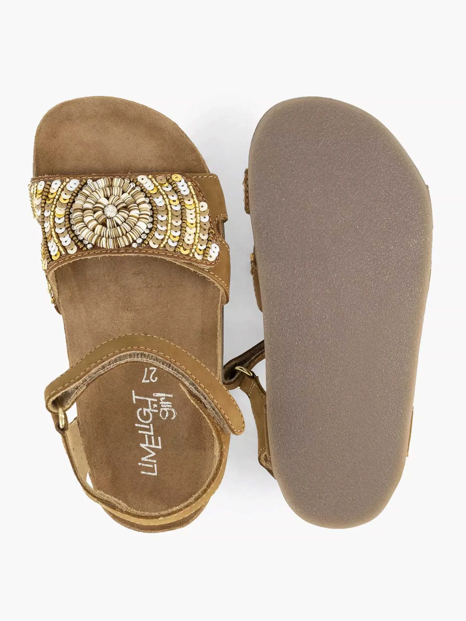 Limelight girl Cognac Leren Sandaal Kralen-Kinderen Jongensschoenen