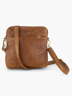 5th Avenue Cognac Leren Schoudertas-Dames Online Exclusive Accessoires