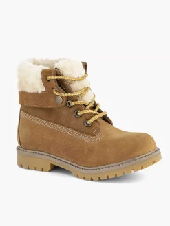 Limelight girl Cognac Leren Veterboot Gevoerd-Kinderen Jongensschoenen