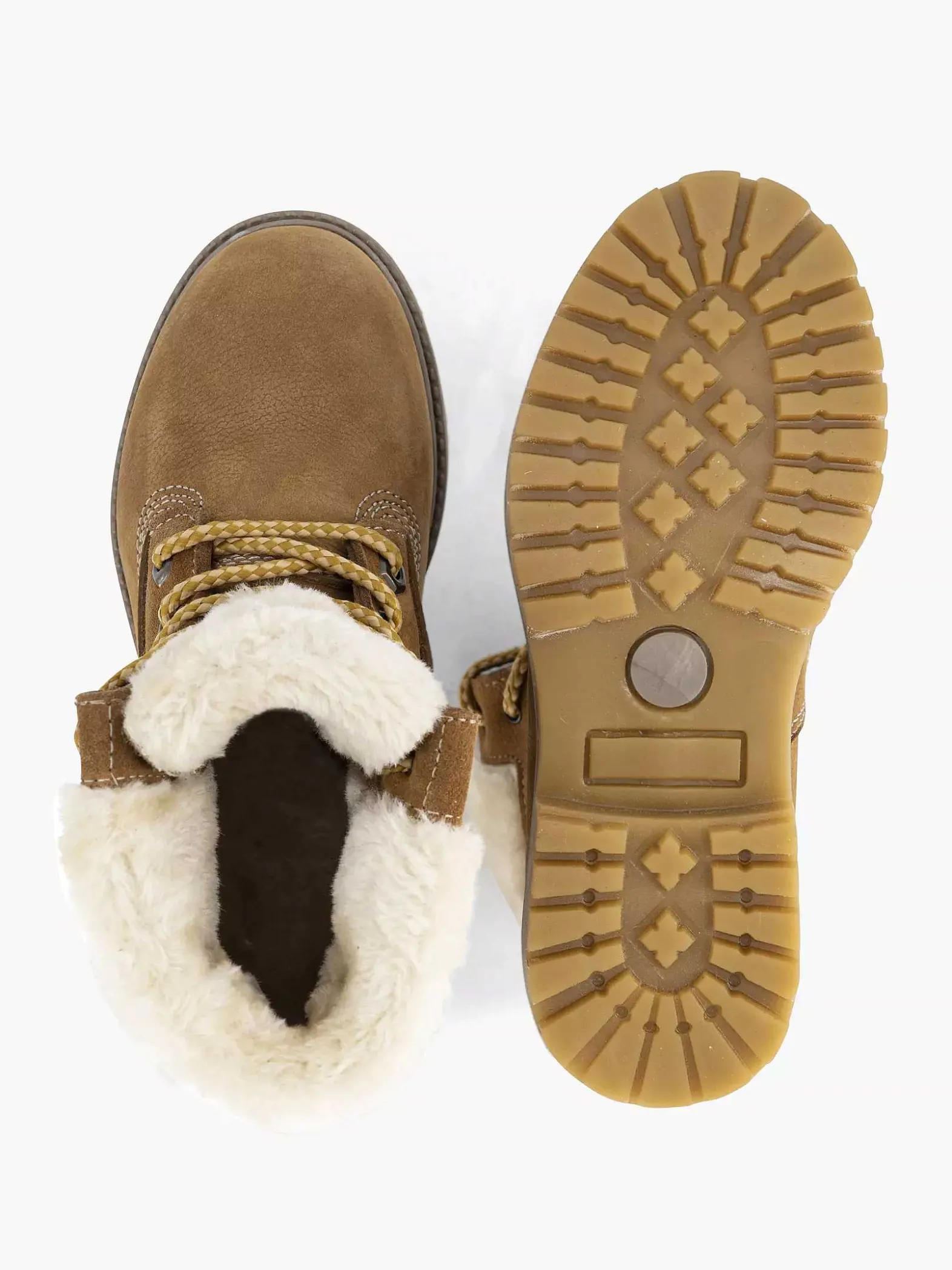 Limelight girl Cognac Leren Veterboot Gevoerd-Kinderen Jongensschoenen