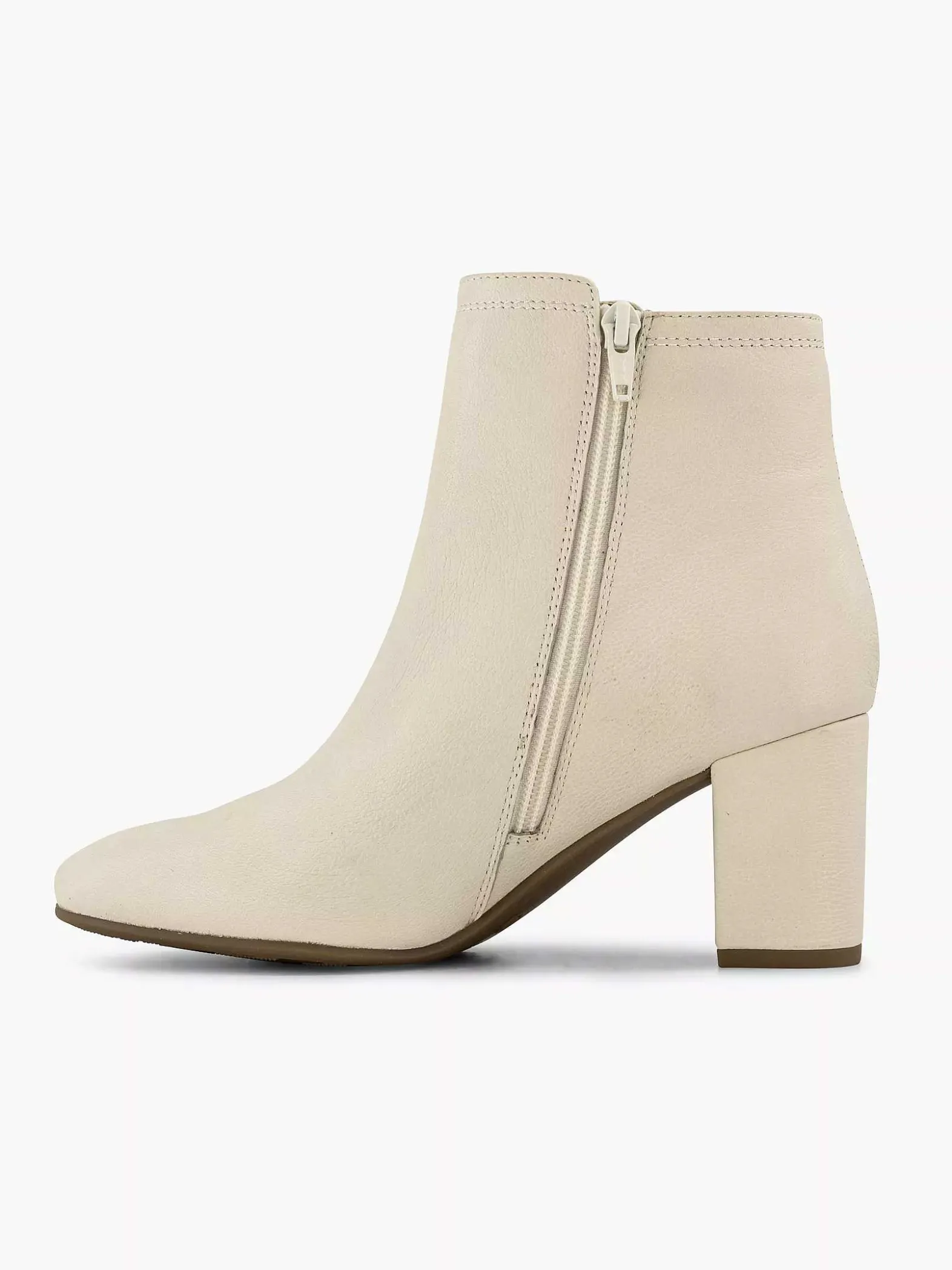 5th Avenue Creme Leren Enkellaars-Dames Enkellaarzen & Boots